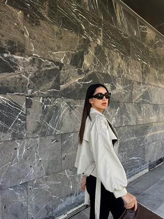 Lalin Kısa Trençkot 45878 TAŞ RENGİ