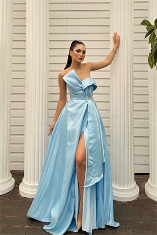 Leila Straplez Taş Detay Abiye 4725 İNDİGO