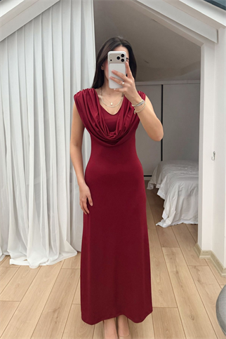 Lenal Degaje Yaka Midi Elbise 4542