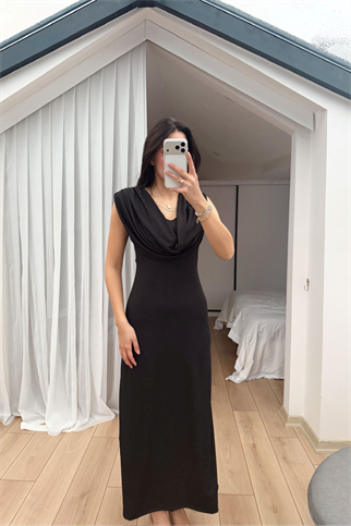 Lenal Degaje Yaka Midi Elbise 4542