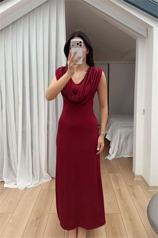 Lenal Degaje Yaka Midi Elbise 4542