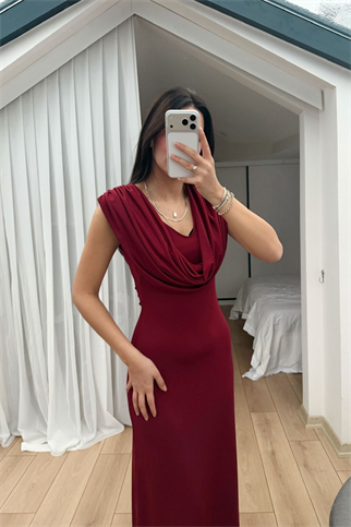 Lenal Degaje Yaka Midi Elbise 4542