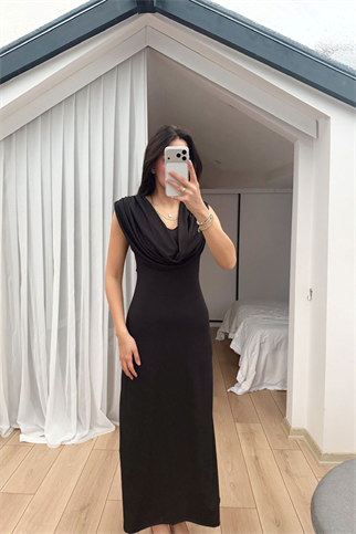 Lenal Degaje Yaka Midi Elbise 4542