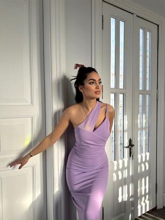 Leon Tasarım Yaka Yırtmaçlı Abiye 1985 LİLA