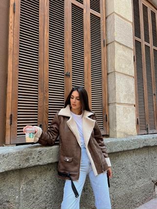 Linda Tasarım İçi Kürklü Kaban 10028 ACI KAHVE