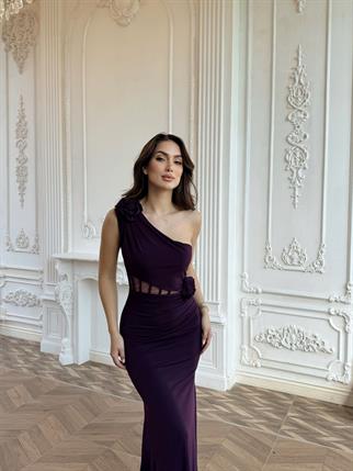 Lowell Tek Omuz Güllü Abiye 583171 MÜRDÜM