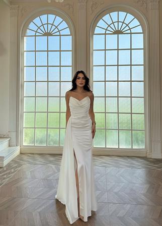 Lucas Straplez Degaje Yaka Abiye 7209 BEYAZ