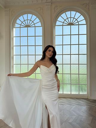 Lucas Straplez Degaje Yaka Abiye 7209 BEYAZ