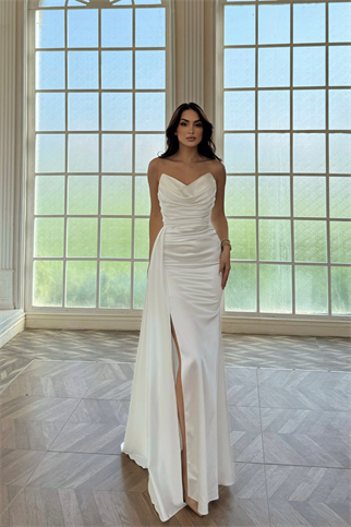 Lucas Straplez Degaje Yaka Abiye 7209 BEYAZ