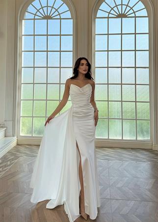 Lucas Straplez Degaje Yaka Abiye 7209 BEYAZ