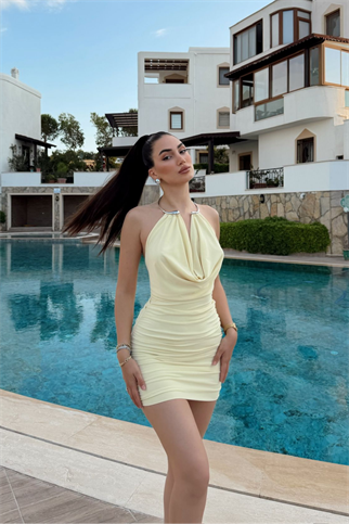 Luna Gold Askı Detay Mini Elbise 303