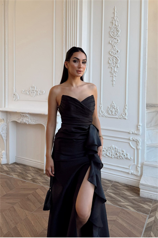 Maral Straplez Ön Detay Yırtmaçlı Abiye 1184 