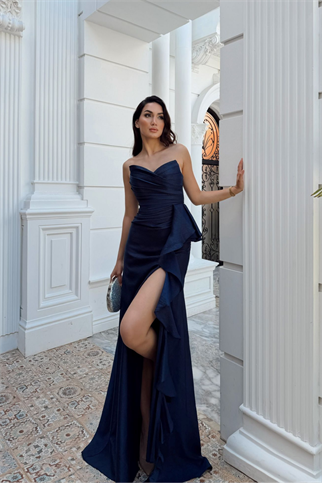 Maral Straplez Ön Detay Yırtmaçlı Abiye 1184 