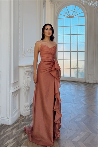 Maral Straplez Ön Detay Yırtmaçlı Abiye 1184 