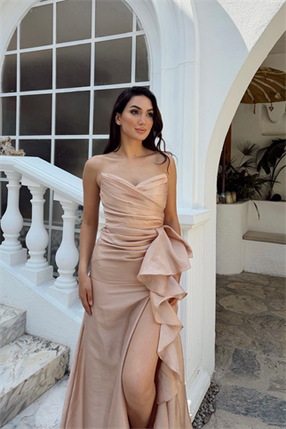 Maral Straplez Ön Detay Yırtmaçlı Abiye 1184 