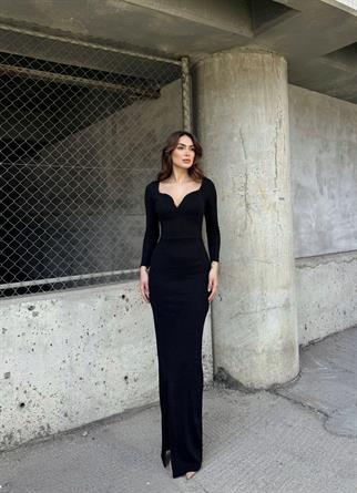 Miranda Simli Yırtmaç Detaylı Abiye 583093 SİYAH