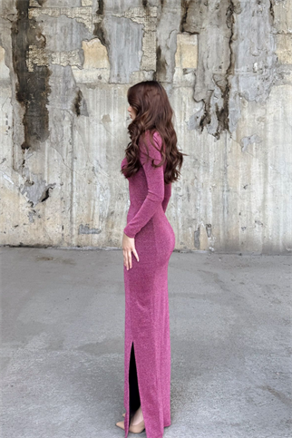 Miranda Simli Yırtmaç Detaylı Abiye 583093 GÜL