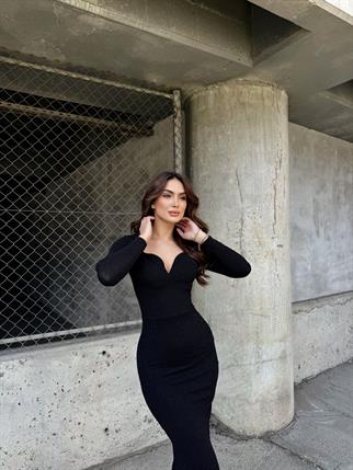 Miranda Simli Yırtmaç Detaylı Abiye 583093 SİYAH