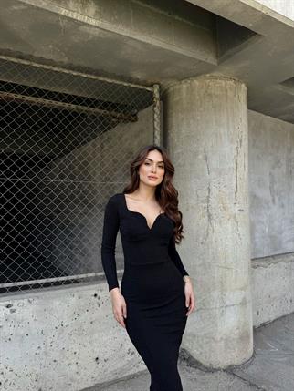 Miranda Simli Yırtmaç Detaylı Abiye 583093 SİYAH