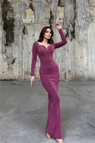 Miranda Simli Yırtmaç Detaylı Abiye 583093 GÜL