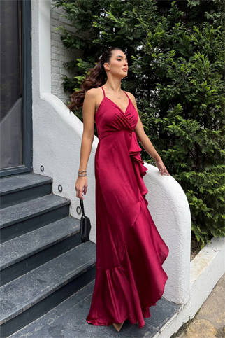Missy Volanlı Abiye BORDO A3X