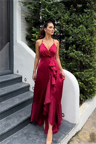 Missy Volanlı Abiye BORDO A3X