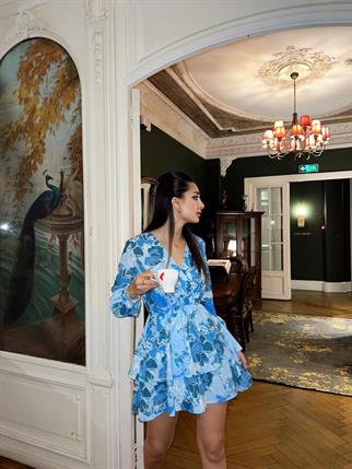 Napoli Desenli Elbise 1785 MAVİ