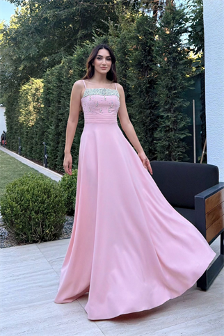 Nayla İp Askılı Taşlı Abiye 306
