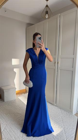 Nelie V Yaka Balık Abiye 4704 MAVİ