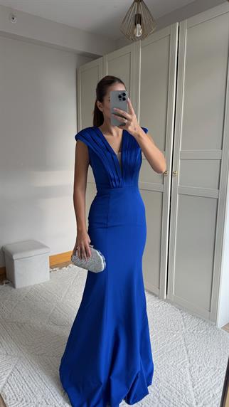 Nelie V Yaka Balık Abiye 4704 MAVİ