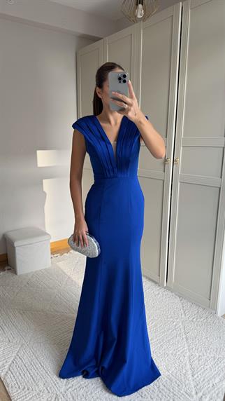 Nelie V Yaka Balık Abiye 4704 MAVİ