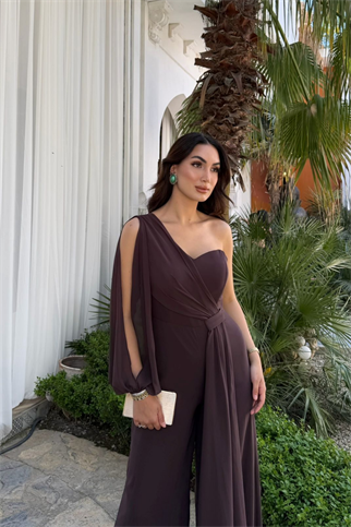 Nera Tek Kol Bağlamalı Şifon Tulum 9389