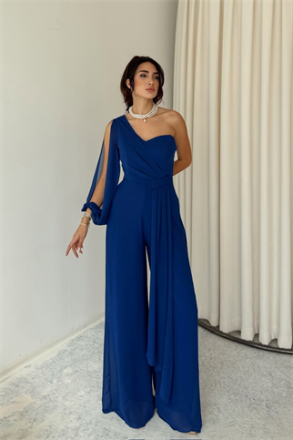 Nera Tek Kol Bağlamalı Şifon Tulum 9389