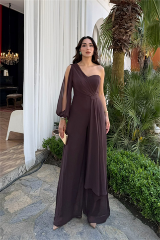 Nera Tek Kol Bağlamalı Şifon Tulum 9389