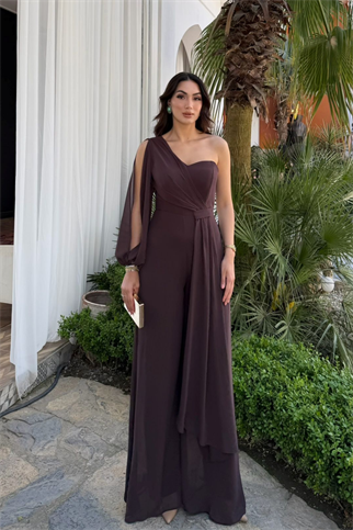 Nera Tek Kol Bağlamalı Şifon Tulum 9389