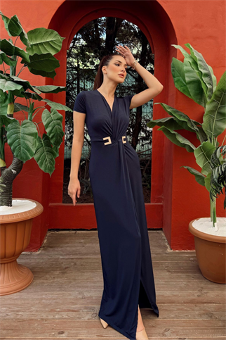 October Bel Detaylı Abiye 582862 LACİVERT