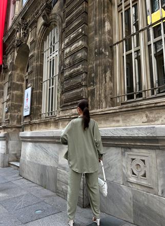 Oversize Keten Takım 241001 MİNT YEŞİLİ