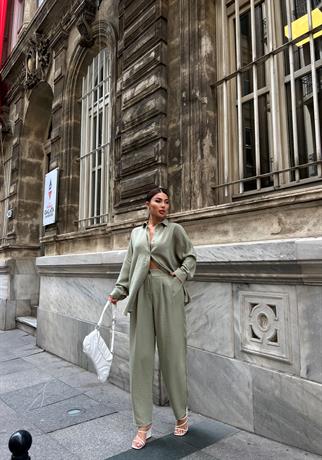 Oversize Keten Takım 241001 MİNT YEŞİLİ