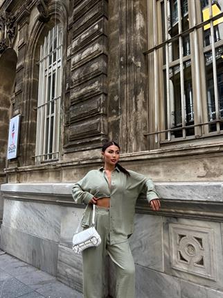 Oversize Keten Takım 241001 MİNT YEŞİLİ