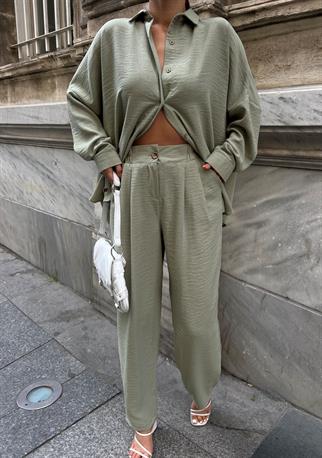 Oversize Keten Takım 241001 MİNT YEŞİLİ