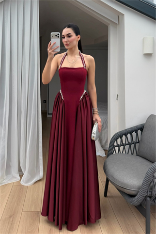 Parla Askılı İnci Detay Abiye 8459