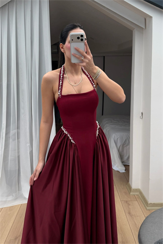 Parla Askılı İnci Detay Abiye 8459