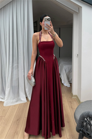 Parla Askılı İnci Detay Abiye 8459