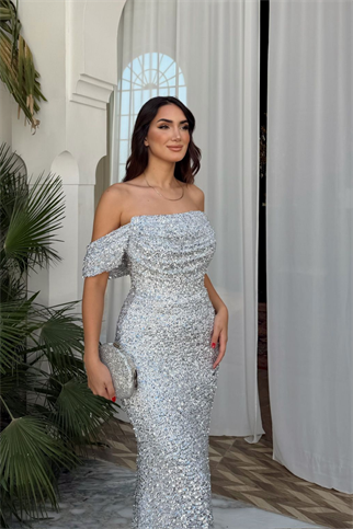 Payet Madonna Yaka Işıltılı Abiye 91119