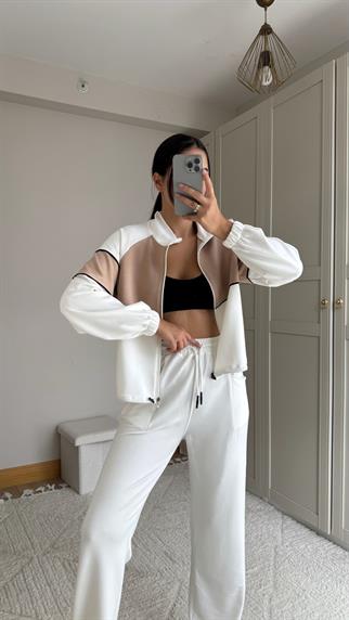 Pearly Fermuarlı İkili Takım 2646 BEYAZ