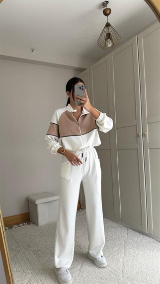 Pearly Fermuarlı İkili Takım 2646 BEYAZ