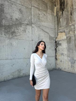 Pileli Anvelop Elbise 2943 TAŞ RENGİ R k3x fs