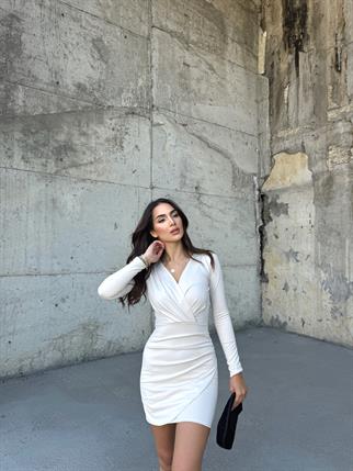 Pileli Anvelop Elbise 2943 TAŞ RENGİ R k3x fs