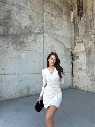 Pileli Anvelop Elbise 2943 TAŞ RENGİ R k3x fs