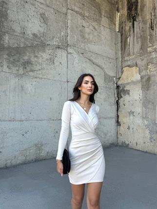 Pileli Anvelop Elbise 2943 TAŞ RENGİ R k3x fs